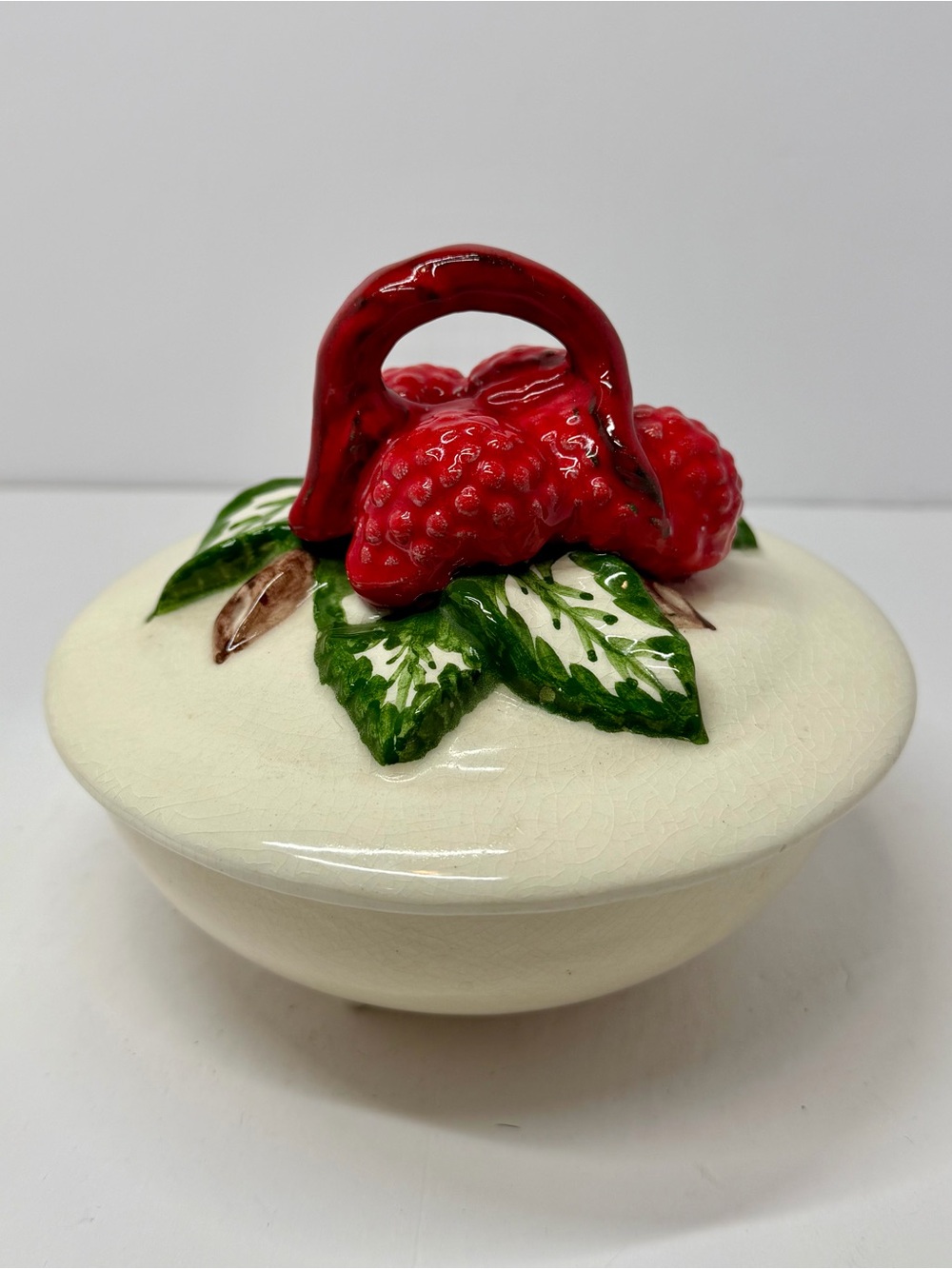 Vintage B.B.K. USA Covered Ceramic Berry Trinket Dish / Candy Bowl